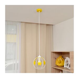 Dětský lustr na lanku STARS 1xE27/15W/230V žlutá/bílá