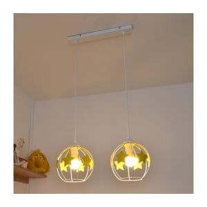 Dětský lustr na lanku STARS 2xE27/15W/230V žlutá/bílá