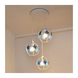 Dětský lustr na lanku STARS 3xE27/15W/230V modrá/bílá