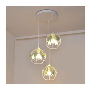 Dětský lustr na lanku STARS 3xE27/15W/230V zelená/bílá