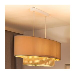 - Lustr na lanku DOUBLE OVAL RATTAN 2xE27/15W/230V krémová/ratan