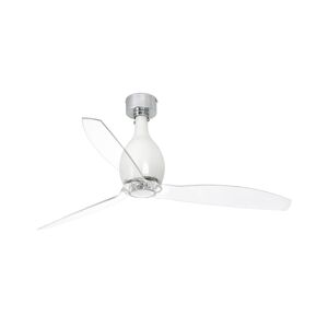 FARO Barcelona FARO 32020-Stropní látor MINI ETERFAN bílá/čirá pr. 128 cm+dálkové ovládání
