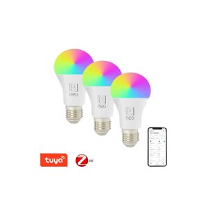 NEO E27 11W RGB+CCT 3ks LED žárovka, E27, 11W, 230V, RGB + teplá-studená bílá, stmívatelná, Zigbee, TUYA, 3ks 07743C