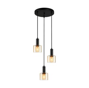 PND-65342-3A-BK+AMB - Lustr na lanku SANTIA 3xE27/40W/230V