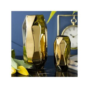 HowHomely Keramická váza ALICE 16x7,5 cm zlatá