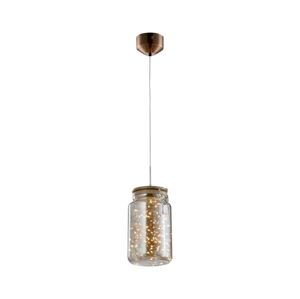 142029 - LED Lustr na lanku JAR LED/5W/230V měděná/dřevo