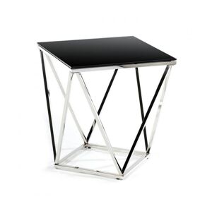 HowHomely Konferenční stolek DIAMANTA 50x50 cm chrom/černá