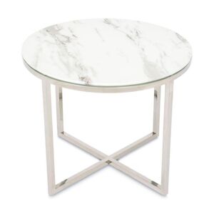 HowHomely Konferenční stolek VERTIGO 50x60 cm chrom/bílá
