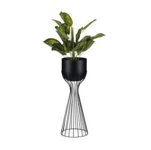 HowHomely Kovový květináč LOFT 56x20 cm černá