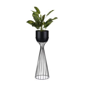 HowHomely Kovový květináč LOFT 68x20 cm černá
