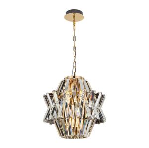 Křišťálový lustr na řetězu CROWN 4xE14/40W/230V zlatá
