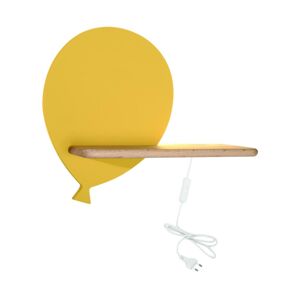LED Dětské nástěnné svítidlo s poličkou BALLOON LED/4W/230V žlutá/dřevo