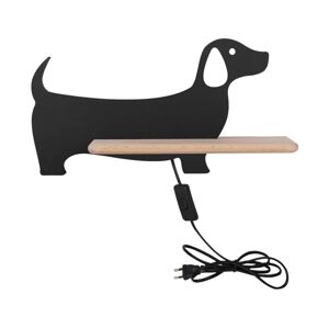 LED Dětské nástěnné svítidlo s poličkou DOG LED/5W/230V černá/dřevo
