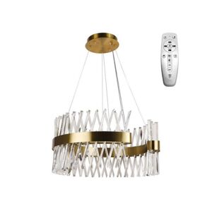 LED Stmívatelný lustr na lanku LED/130W/230V 3000-6500K zlatá + dálkové ovládání