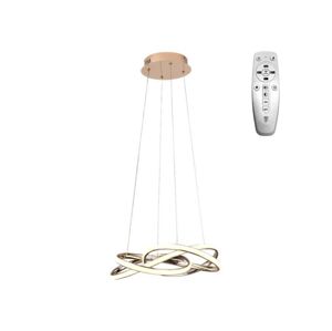 LED Stmívatelný lustr na lanku LED/65W/230V 3000-6500K zlatá + dálkové ovládání