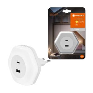 Ledvance Ledvance - LED Orientační svítidlo do zásuvky s USB LUNETTA LED/15W/230V