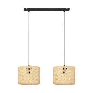 Lustr na lanku ALBA 2xE27/60W/230V ratan/černá