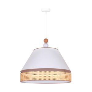 Lustr na lanku AVIGNON 1xE27/15W/230V pr. 60 cm bílá/ratan