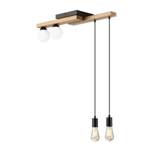 Lustr na lanku CORTINA 2xE27/15W/230V + 2xG9/5W/230V černá/dub
