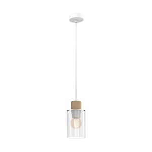 Lustr na lanku MADERA 1xE27/60W/230V bílá/dřevo