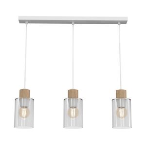 Lustr na lanku MADERA 3xE27/60W/230V bílá/dřevo