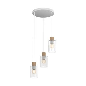 Lustr na lanku MADERA 3xE27/60W/230V bílá/dřevo