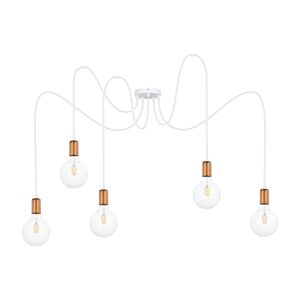 Lustr na lanku MIROS 5xE27/60W/230V pavouk bílá/měděná