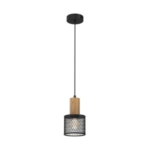 Lustr na lanku SOBRESA 1xE27/60W/230V černá/dřevo