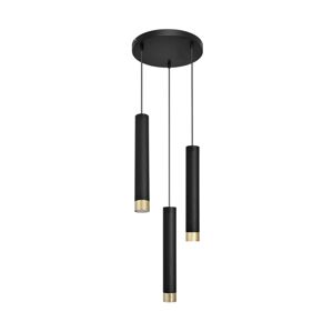Lustr na lanku TUBA 3xE27/60W/230V černá/zlatá