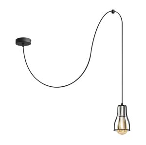 Lustr na lanku TUBE 1xE27/15W/230V černá/chrom
