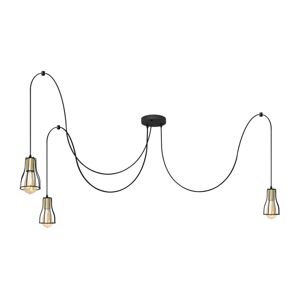 Lustr na lanku TUBE 3xE27/10W/230V černá/zlatá