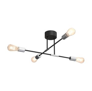 Lustr na tyči FLAME 4xE27/60W/230V černá/lesklý chrom