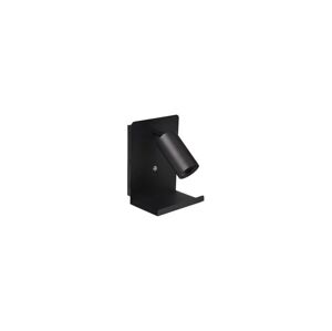 Nástěnné bodové svítidlo s policí a USB nabíječkou 1xGU10/35W/230V černá