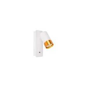 Nástěnné bodové svítidlo s USB nabíječkou 1xGU10/35W/230V bílá/zlatá