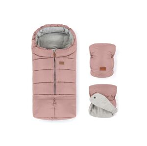 Petite&Mars PETITE&MARS - SADA Dětský fusak 3v1 JIBOT + rukávníky na kočárek JASIE růžová