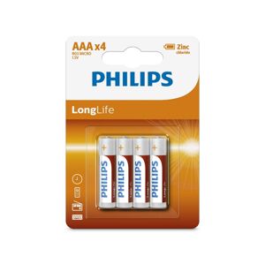 Philips Philips R03L4B/10 - 4 ks Zinkochloridová baterie AAA LONGLIFE 1,5V