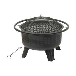 Přenosné ohniště na dřevo s roštem černá 13012