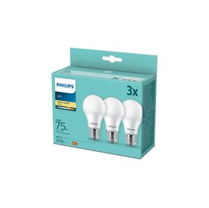 Philips LED sada žárovek 3x10W-75W E27 1055lm 2700K set 3ks, bílá