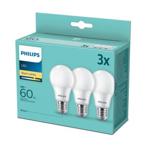 Philips SADA 3x LED Žárovka Philips A60 E27/8W/230V 2700K