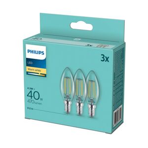 Philips SADA 3x LED Žárovka Philips B35 E14/4,3W/230V 2700K