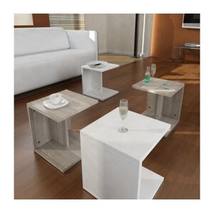 SADA 4x Odkládací stolek bílá/hnědá