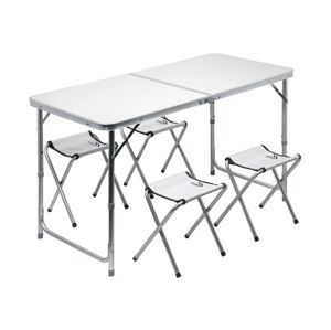 Skládací kempingový stůl + 4x židle bílá/chrom