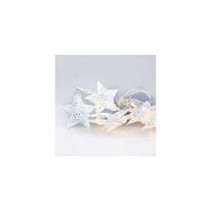 LED řetěz vánoční hvězdy, kovové, bílé, 10LED, 1m, 2x AA, IP20 , 1V224