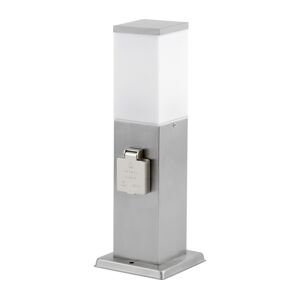 Venkovní lampa se 2 zásuvkami SCHUKO 1xE27/20W/230V matný chrom IP44 50790000003015